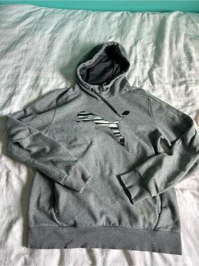 Puma Gray Men's Hoodie with Striped Puma Logo